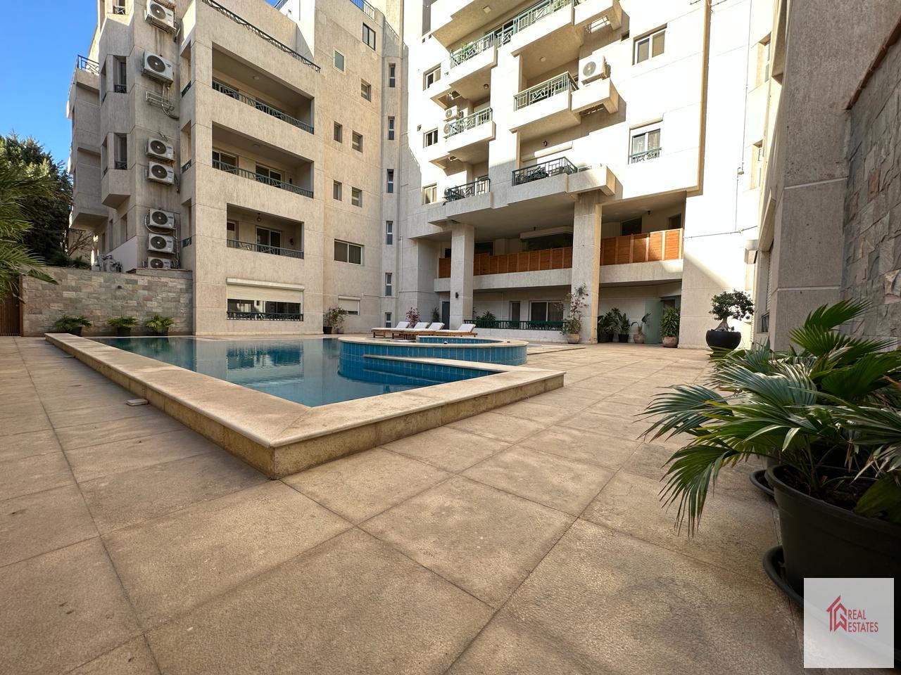 Ground Apartment floor 2 bedrooms 2 bathroom rent maadi Sarayate shared swimming pool Cairo Egypt