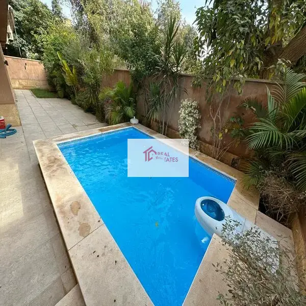 Modern apartment rent Hay El maadi sarayat suburban entire spracouces sunny ground floor private swimming pool parking out door terrace patio 3 bedrooms 3 bathrooms