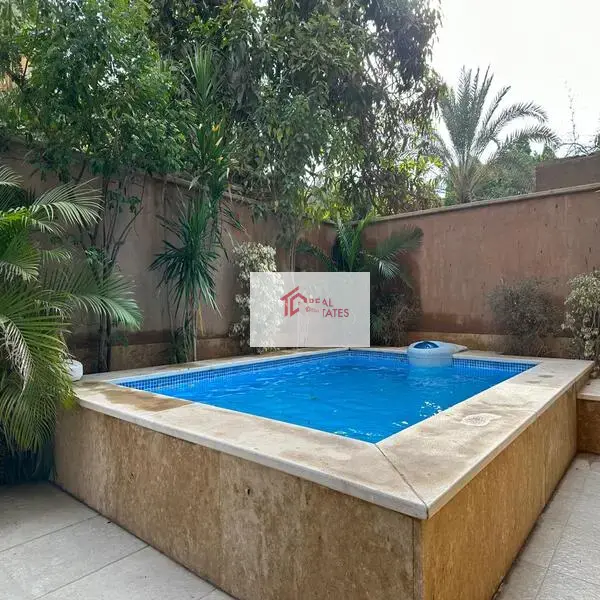 Modern apartment rent Hay El maadi sarayat suburban entire spracouces sunny ground floor private swimming pool parking out door terrace patio 3 bedrooms 3 bathrooms