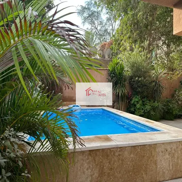 Modern apartment rent Hay El maadi sarayat suburban entire spracouces sunny ground floor private swimming pool parking out door terrace patio 3 bedrooms 3 bathrooms